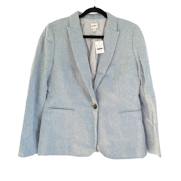 J. Crew Linen Blend Herringbone One-Button Blazer Jacket Long Sleeve Size 10 NWT - Picture 6 of 12